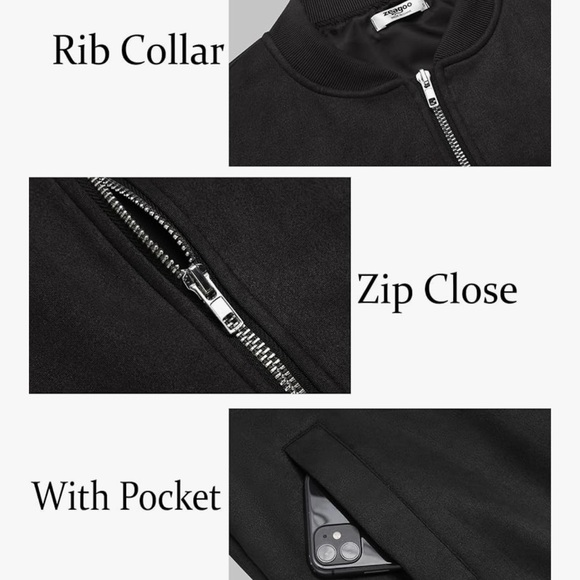 Classic Black Bomber Jacket for Women - Picture 7 of 7